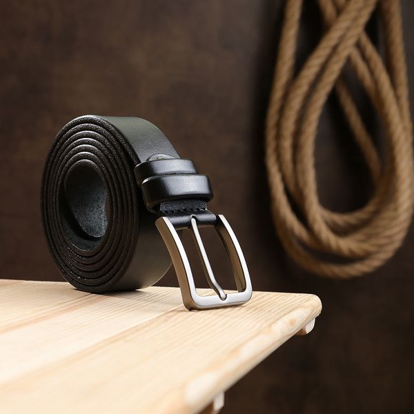 Smooth men's belt batal Vintage 20712 Black 20712 фото