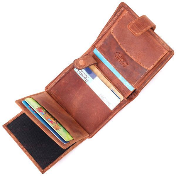 Functional men's wallet in vintage leather KARYA 21369 Red 21369 фото