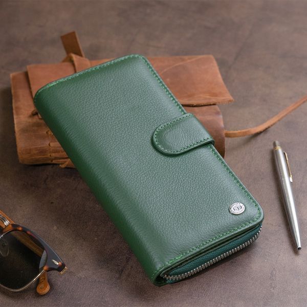 Вертикальный вместительный кошелек из кожи унисекс ST Leather 19304 Зеленый 19304 фото