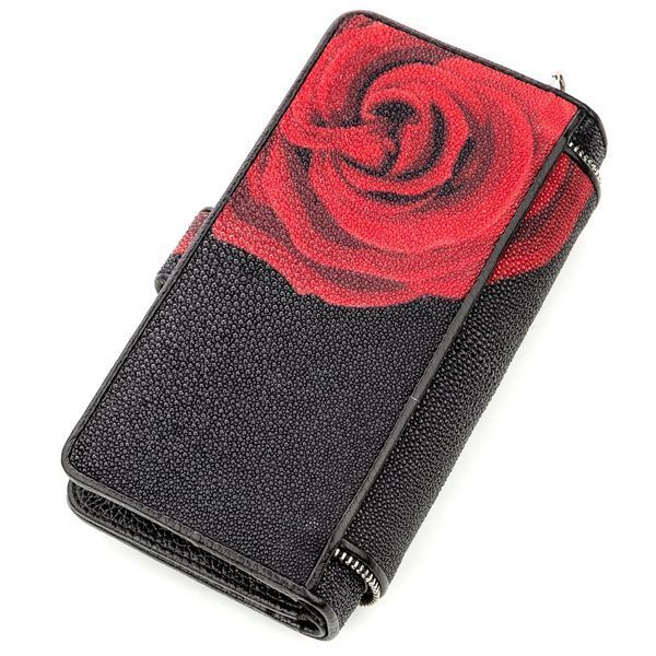Кошелек женский STINGRAY LEATHER 18643 из натуральной кожи морского ската Черный 18643 фото