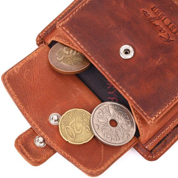 Functional men's wallet in vintage leather KARYA 21369 Red 21369 фото