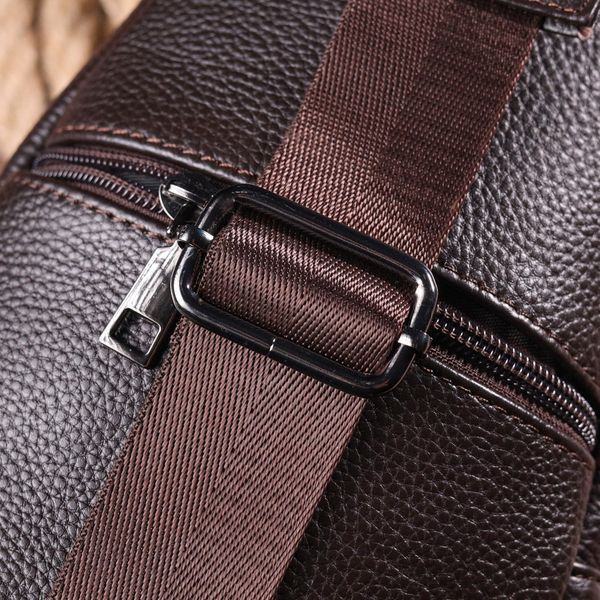 Men's sling bag made of genuine textured leather 21401 Vintage Brown 21401 фото