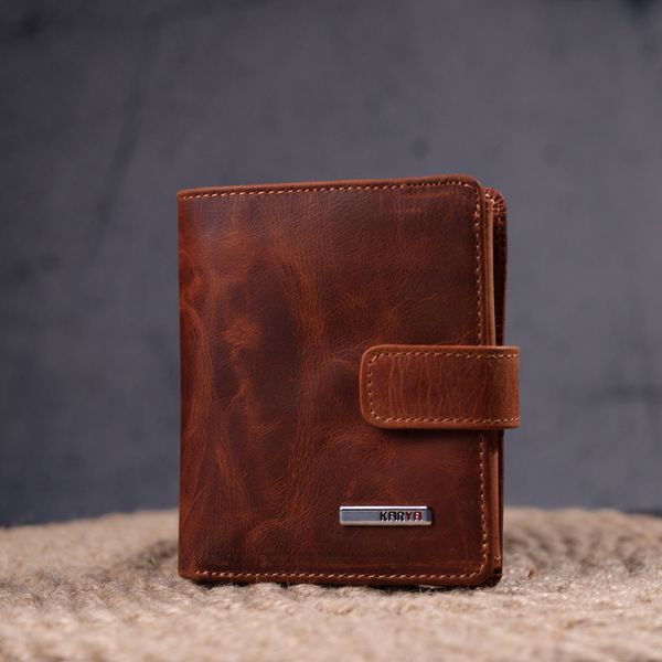 Functional men's wallet in vintage leather KARYA 21369 Red 21369 фото