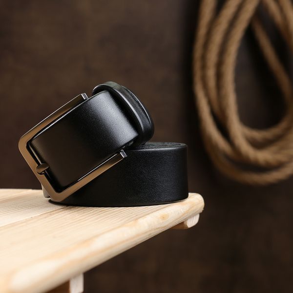 Smooth men's belt batal Vintage 20712 Black 20712 фото
