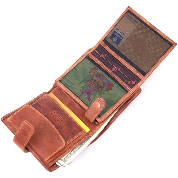 Functional men's wallet in vintage leather KARYA 21369 Red 21369 фото