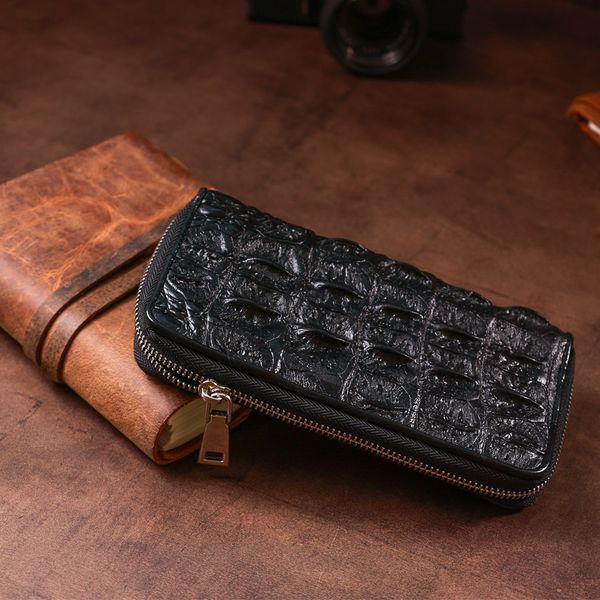 Clutch wallet CROCODILE LEATHER 18012 made of genuine crocodile leather Black 18012 фото