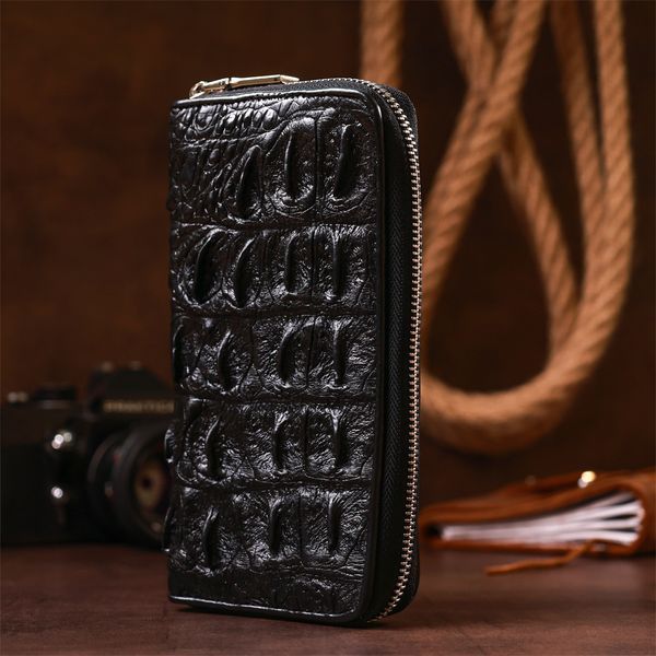 Clutch wallet CROCODILE LEATHER 18012 made of genuine crocodile leather Black 18012 фото