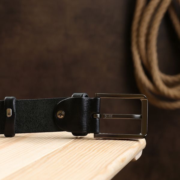 Smooth men's belt batal Vintage 20712 Black 20712 фото