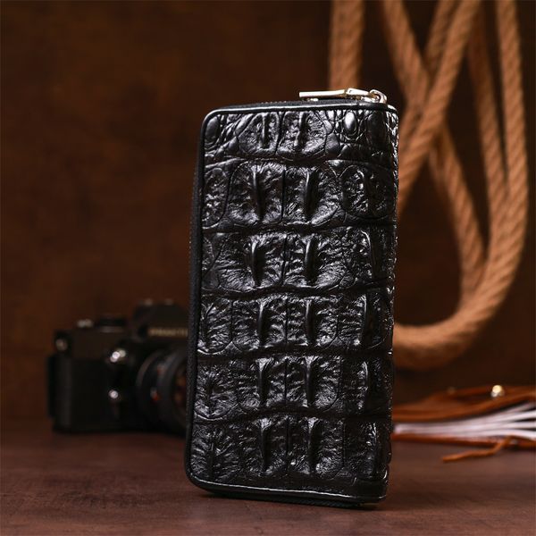 Clutch wallet CROCODILE LEATHER 18012 made of genuine crocodile leather Black 18012 фото