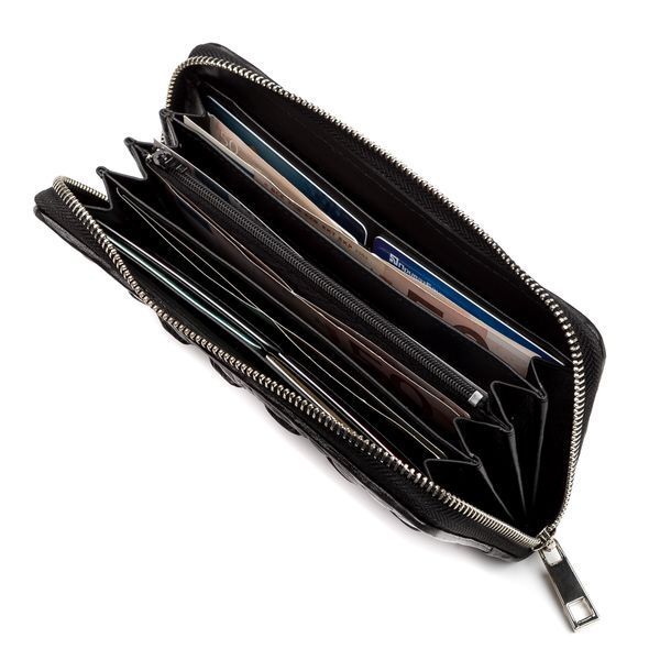 Clutch wallet CROCODILE LEATHER 18012 made of genuine crocodile leather Black 18012 фото