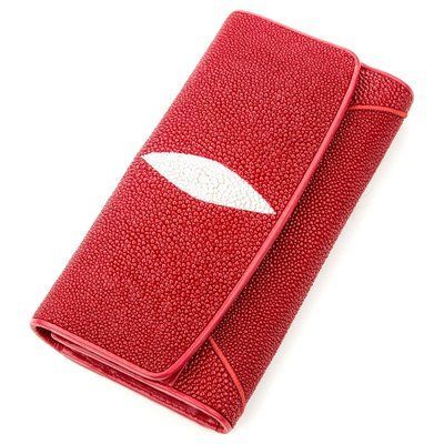 Гаманець-клатч жіночий STINGRAY LEATHER 18519 з натуральної шкіри морського скату Червоний 18519 фото