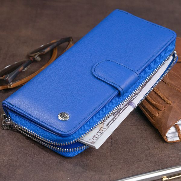 Вертикальный вместительный кошелек из кожи унисекс ST Leather 19305 Синий 19305 фото