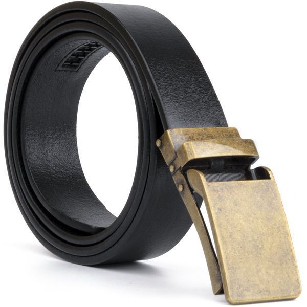 Genuine leather belt with retro brass automatic buckle Vintage 20219 Black 20219 фото