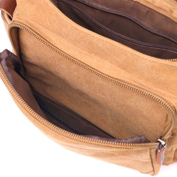 Functional men's bag with textile flap 21249 Vintage Brown 21249 фото