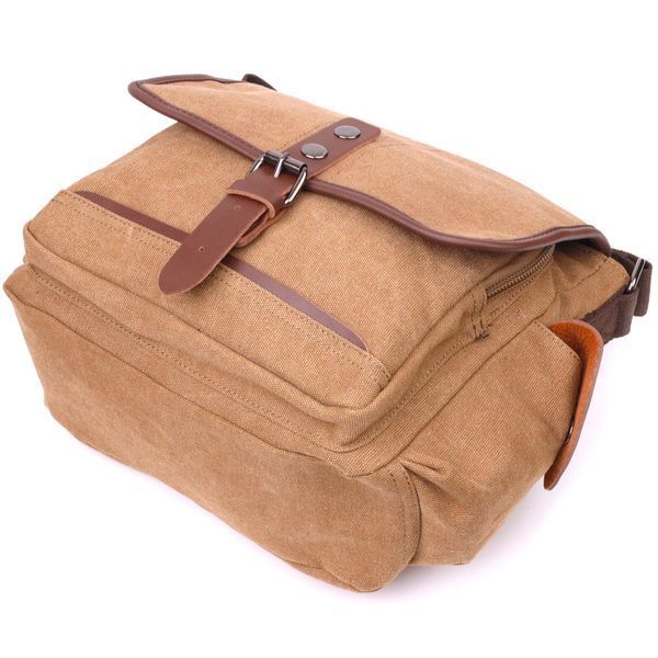 Functional men's bag with textile flap 21249 Vintage Brown 21249 фото