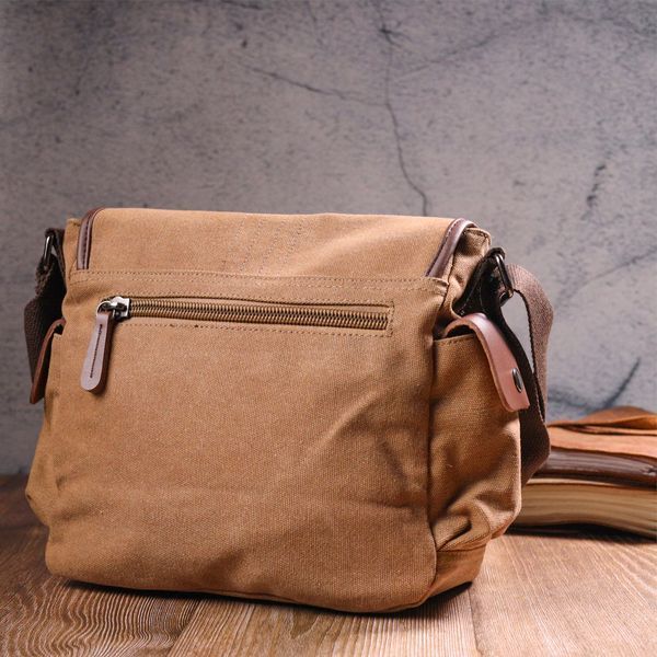 Functional men's bag with textile flap 21249 Vintage Brown 21249 фото