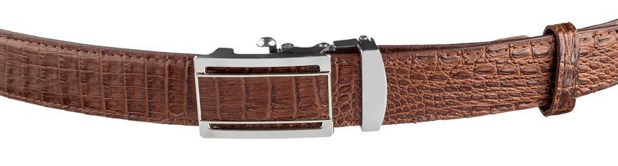 Ремень-автомат CROCODILE LEATHER 18233 из натуральной кожи крокодила (каймана) Коричневый 18233 фото