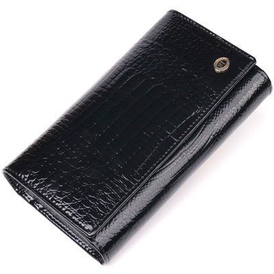 Лаковий женский кошелек с визитницей ST Leather 19403 Чорний 19403 фото