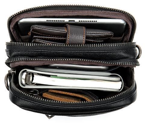 Compact men's leather bag Vintage 14885 Black 14885 фото