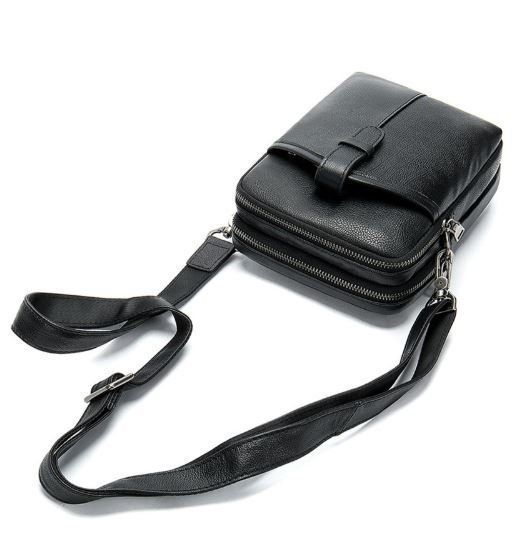 Compact men's leather bag Vintage 14885 Black 14885 фото