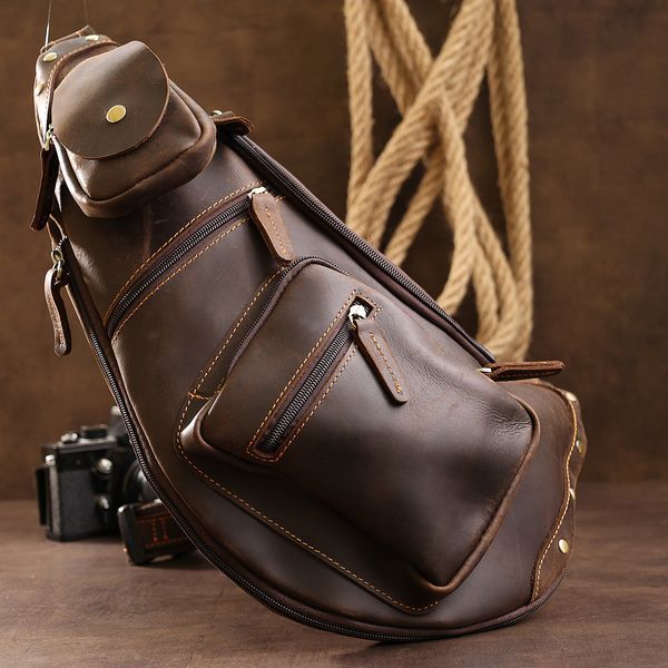 Men's vintage leather shoulder bag Vintage 20373 Brown 20373 фото