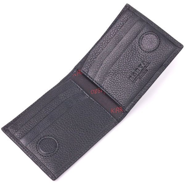 Classic men's clip with coin holder made of genuine leather KARYA 21403 Black 21403 фото