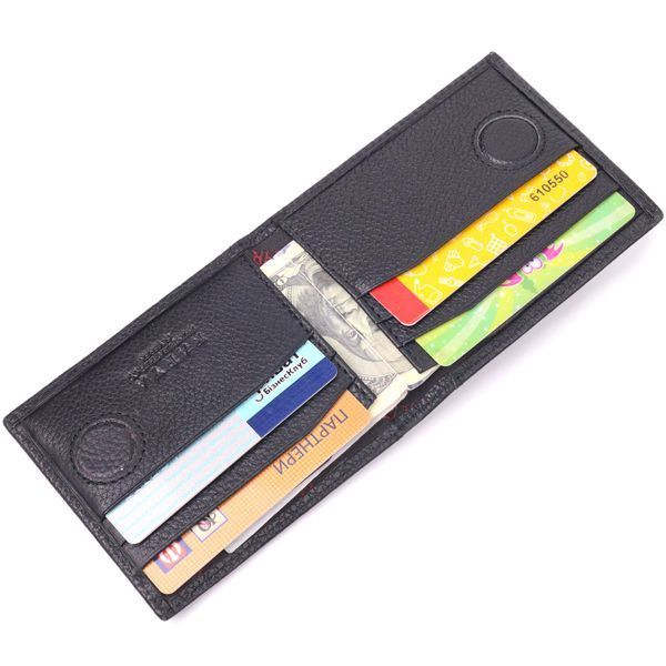 Classic men's clip with coin holder made of genuine leather KARYA 21403 Black 21403 фото