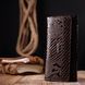 Горизонтальный лакированый кошелек из фактурной натуральной кожи KARYA 21176 Коричневый 21176 фото 7