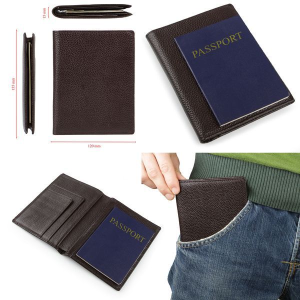 Wallet SHVIGEL 13832 leather with compartments for passports Brown 20659 фото