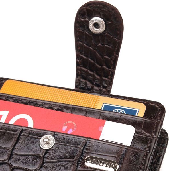 Interesting wallet for men made of genuine leather with crocodile embossing CANPELLINI 21689 Brown 21689 фото