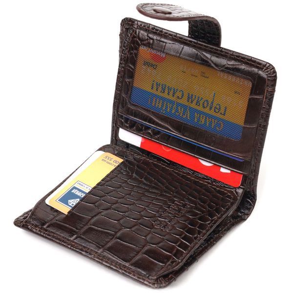 Interesting wallet for men made of genuine leather with crocodile embossing CANPELLINI 21689 Brown 21689 фото