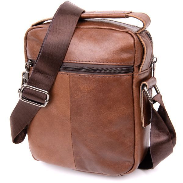 Messenger with earphone hole for men Vintage 20414 Brown 20414 фото
