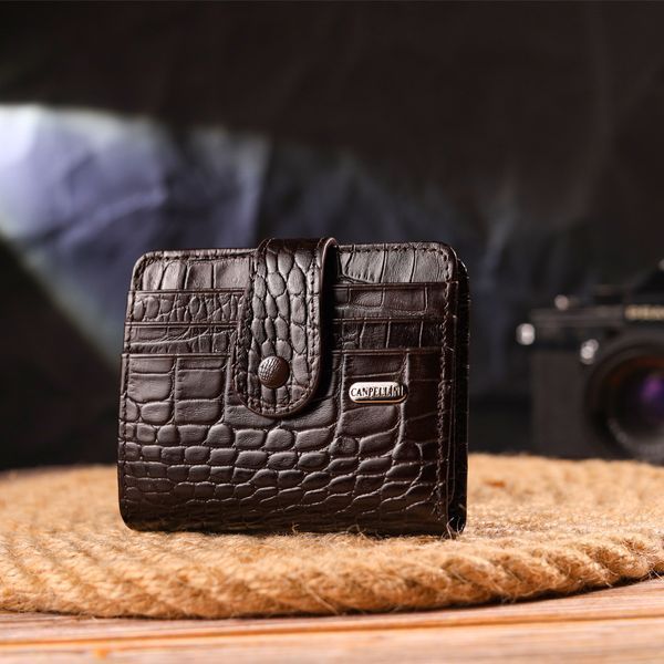 Interesting wallet for men made of genuine leather with crocodile embossing CANPELLINI 21689 Brown 21689 фото