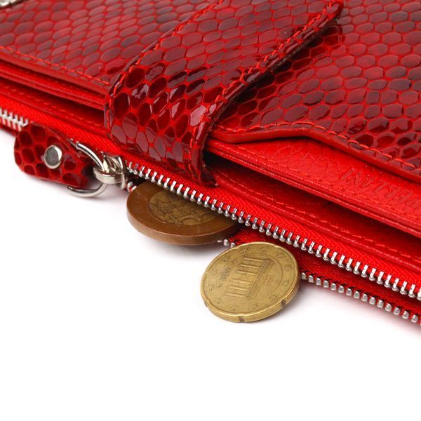 Lacquered women's wallet made of genuine leather with snake embossing CANPELLINI 21639 Red 21639 фото