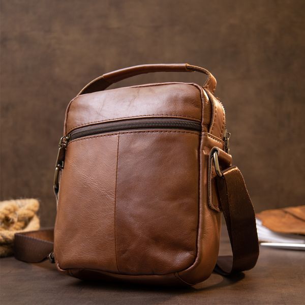 Messenger with earphone hole for men Vintage 20414 Brown 20414 фото