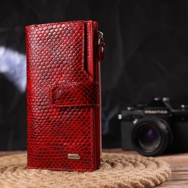 Lacquered women's wallet made of genuine leather with snake embossing CANPELLINI 21639 Red 21639 фото