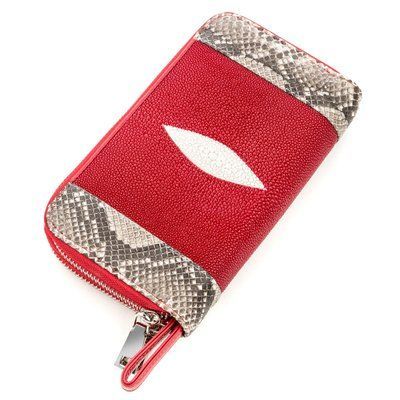 Гаманець-клатч жіночий STINGRAY LEATHER 18522 з натуральної шкіри морського скату зі вставками шкіри пітона 18522 фото