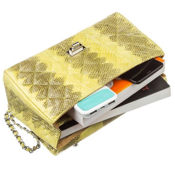 Women's bag SEA SNAKE LEATHER 18554 made of genuine sea snake leather Yellow 18554 фото