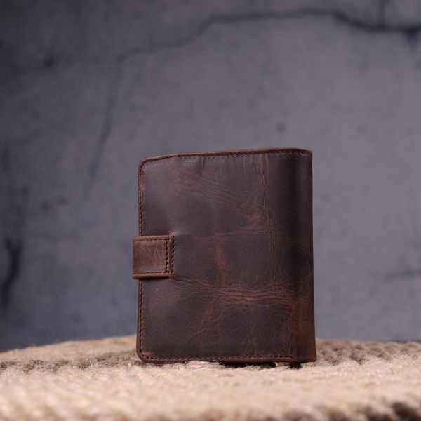 Compact men's wallet in vintage leather KARYA 21372 Brown 21372 фото