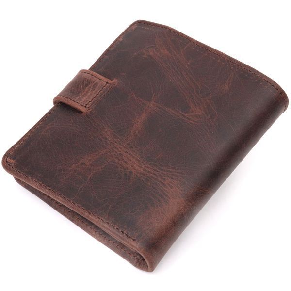 Compact men's wallet in vintage leather KARYA 21372 Brown 21372 фото