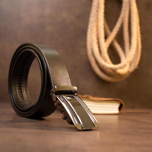 Men's belt with dark buckle automatic Vintage 20295 Black 20295 фото