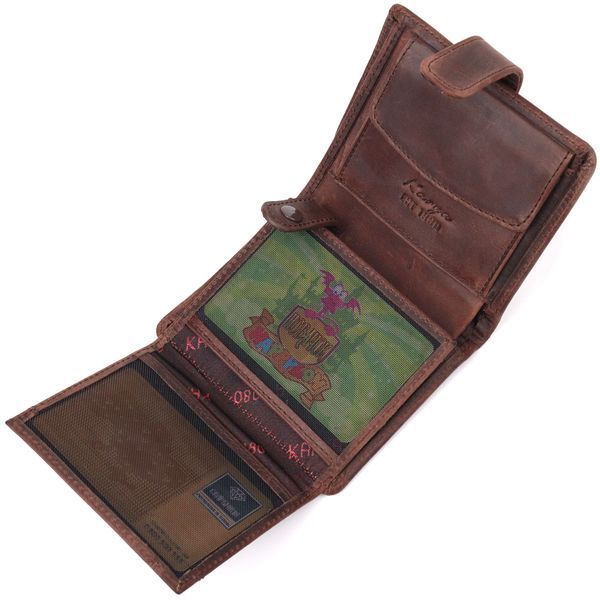 Compact men's wallet in vintage leather KARYA 21372 Brown 21372 фото