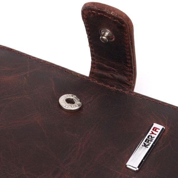 Compact men's wallet in vintage leather KARYA 21372 Brown 21372 фото