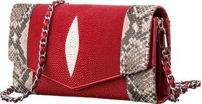 Сумка-клатч STINGRAY LEATHER 18216 з натуральної шкіри морського скату Червона 18216 фото