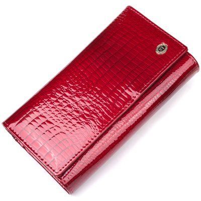 Яркий женский кошелек из лакированной кожи с визитницей ST Leather 19405 Красный 19405 фото