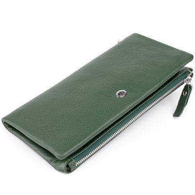 Гаманець-клатч зі шкіри з кишенею для мобільного ST Leather 19308 Зелений 19308 фото