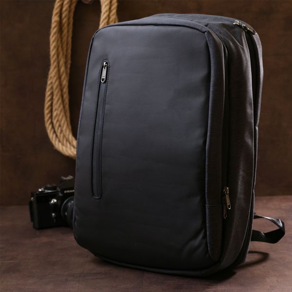 Solid men's textile backpack Vintage 20490 Black 20490 фото