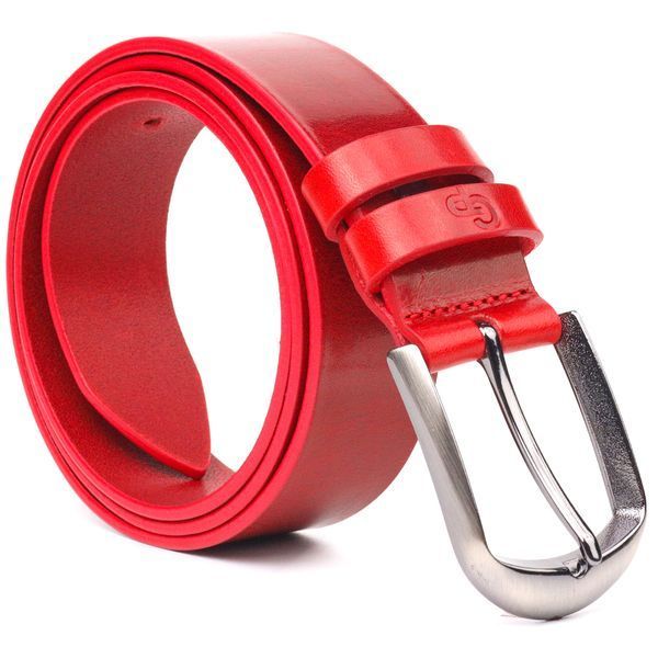 Women's bright genuine leather belt Grande Pelle 21457 Red 21457 фото