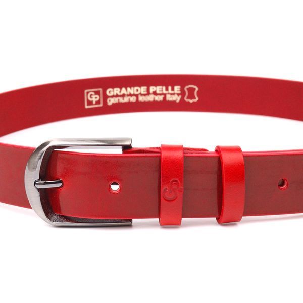 Women's bright genuine leather belt Grande Pelle 21457 Red 21457 фото