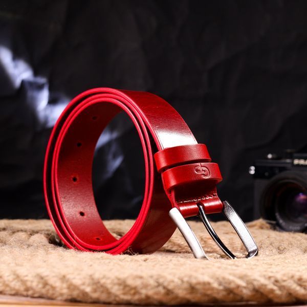 Women's bright genuine leather belt Grande Pelle 21457 Red 21457 фото
